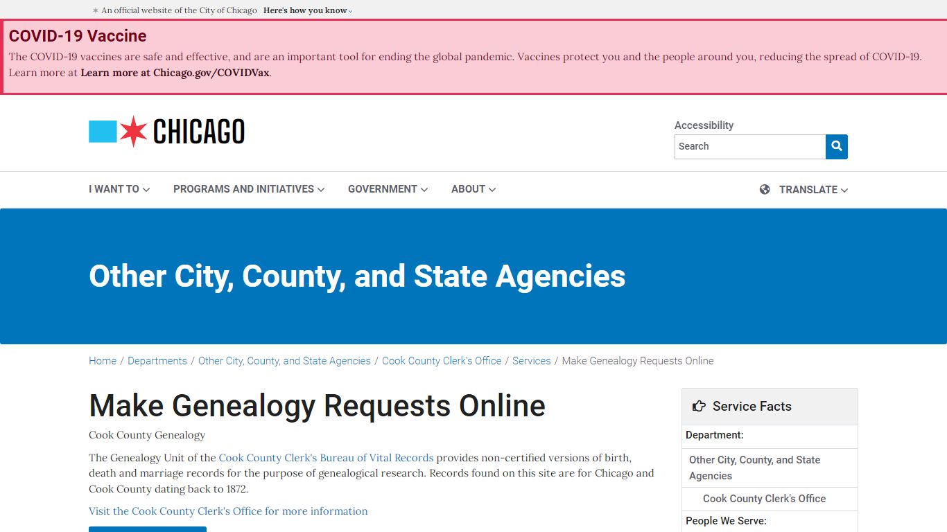 City of Chicago :: Make Genealogy Requests Online